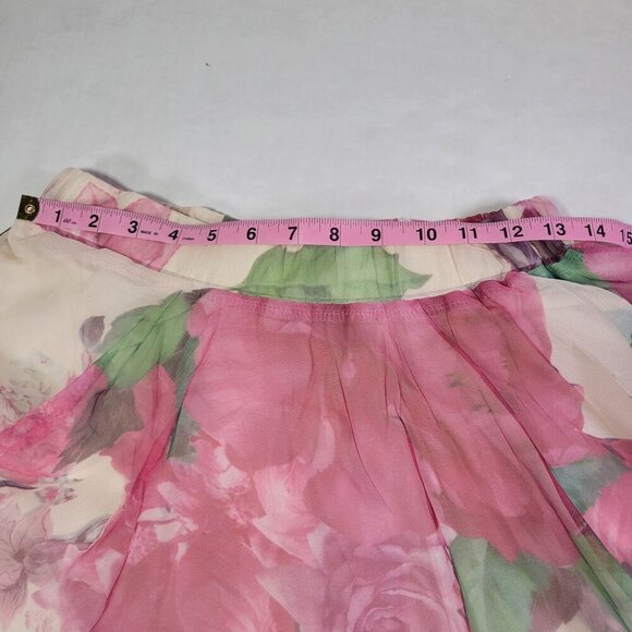 Chicwish Women Floral Print Chiffon Skirt With Elastic Waist & Lining Size Small - Picture 5 of 8